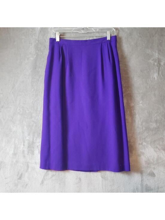 Dresses & Skirts - Sassco 100% Wool Blend Purple Pleated Midi Skirt Lined Button Size 12